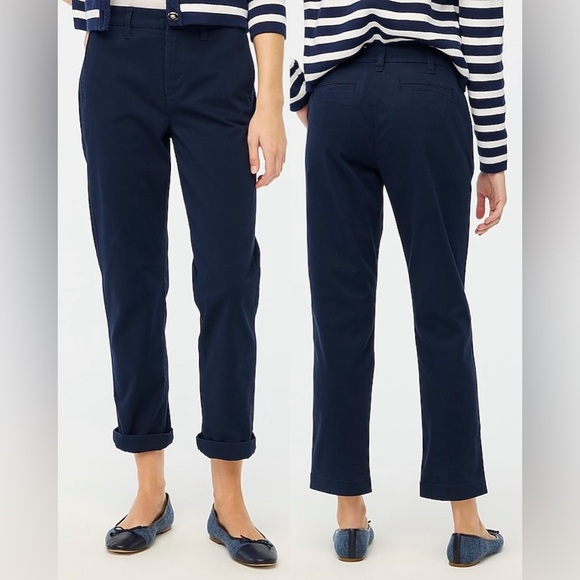 JCrew High-Rise Girlfriend Chino Pant Navy Blue Cotton Career Work Size 8 NWT